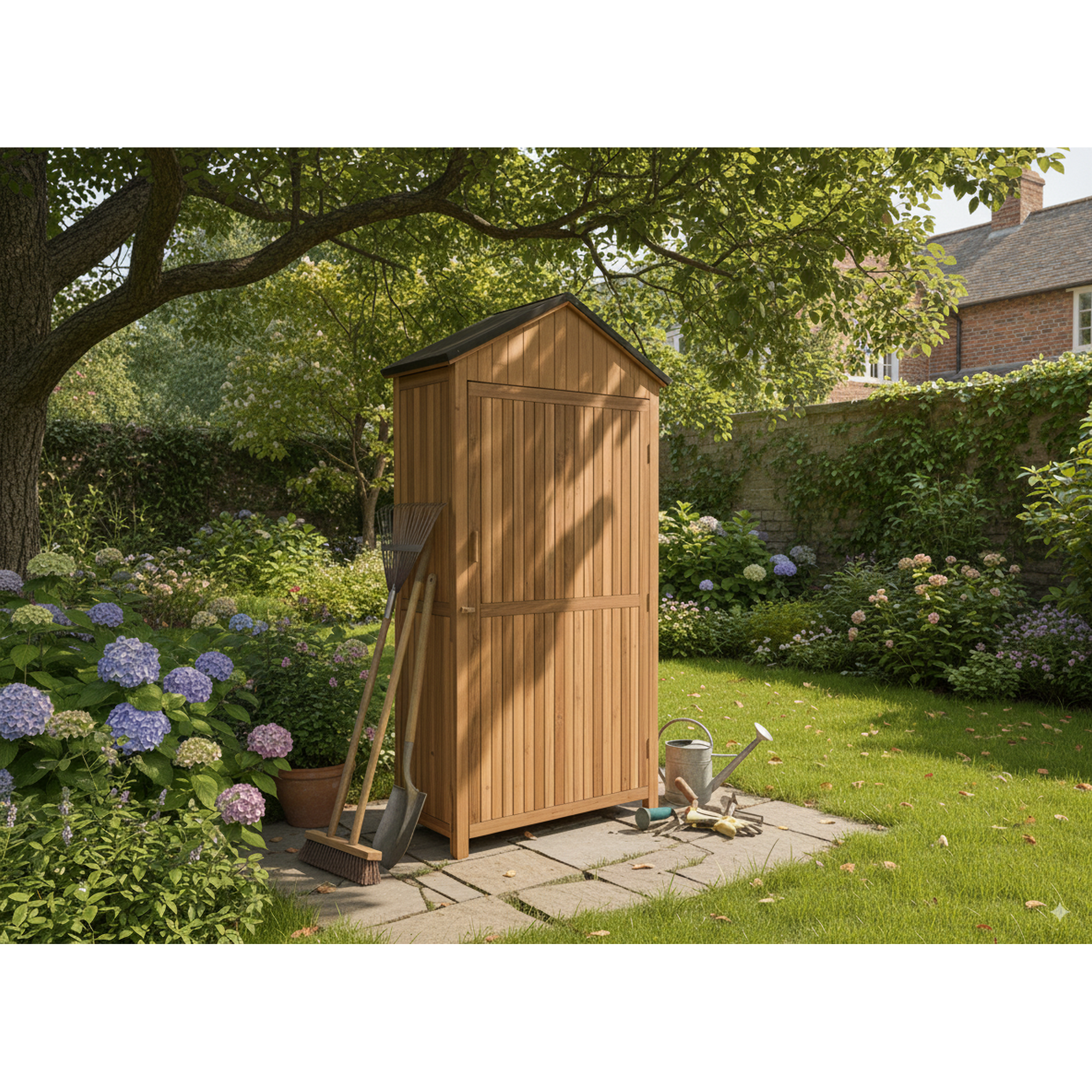 Geräteschrank 'Bella' Akazienholz naturbelassen 100 x 190 x 42,8 cm