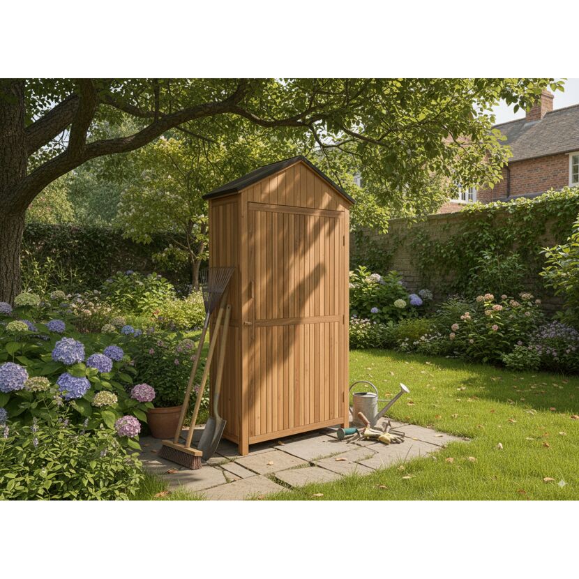 Geräteschrank 'Bella' Akazienholz naturbelassen 100 x 190 x 42,8 cm