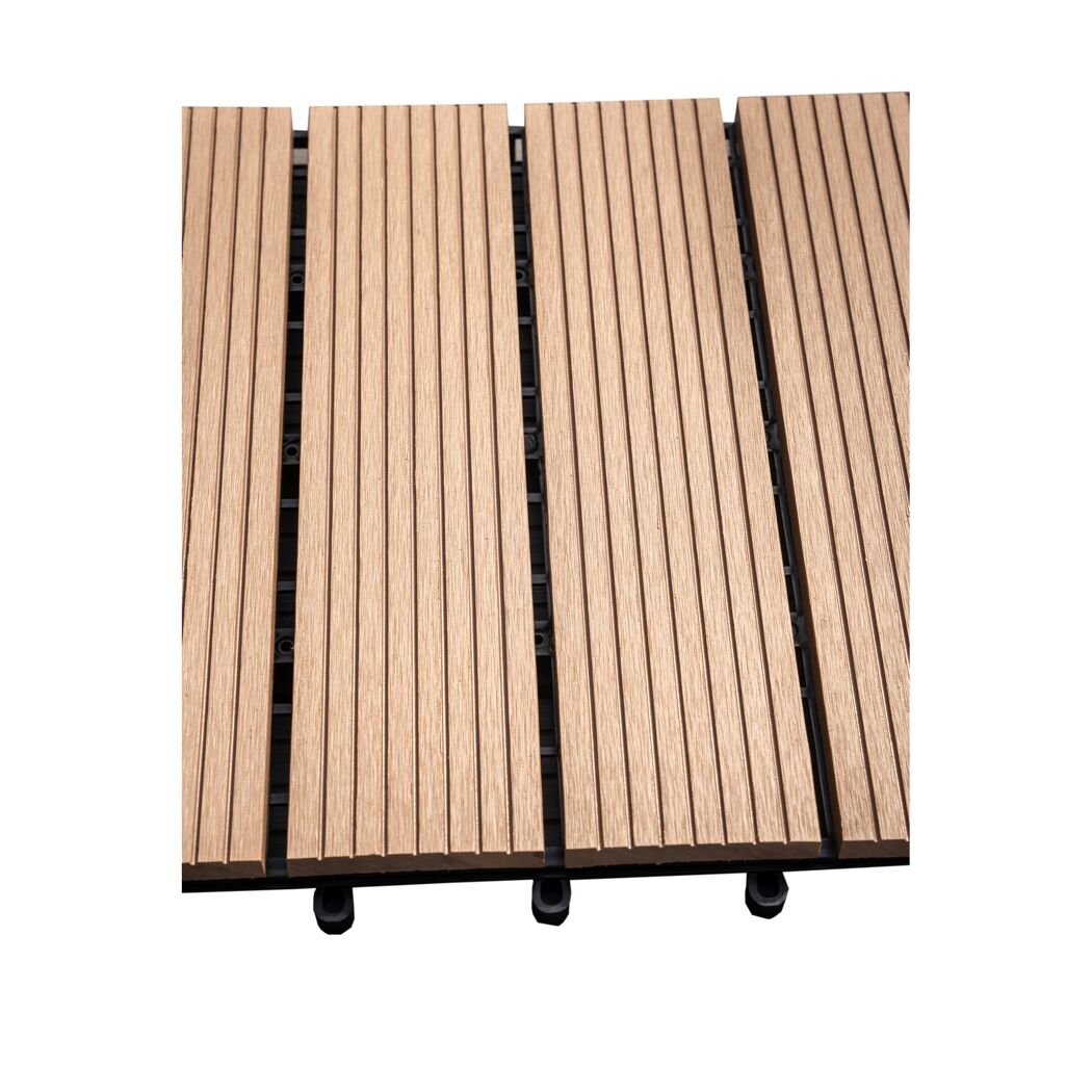 Klickfliese WPC naturfarben/sandfarben 30 x 30 x 2 cm 4 Stück