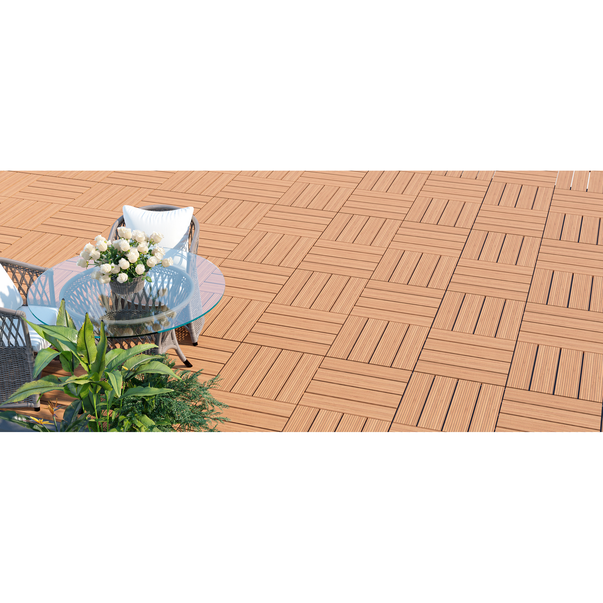 Klickfliese WPC grau 30 x 30 x 2 cm 4 Stück