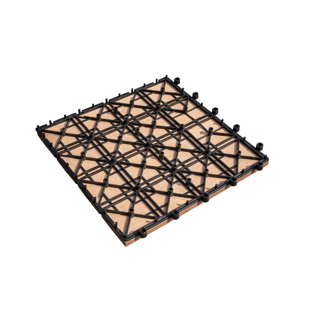 Klickfliese WPC naturfarben/sandfarben 30 x 30 x 2 cm 4 Stück