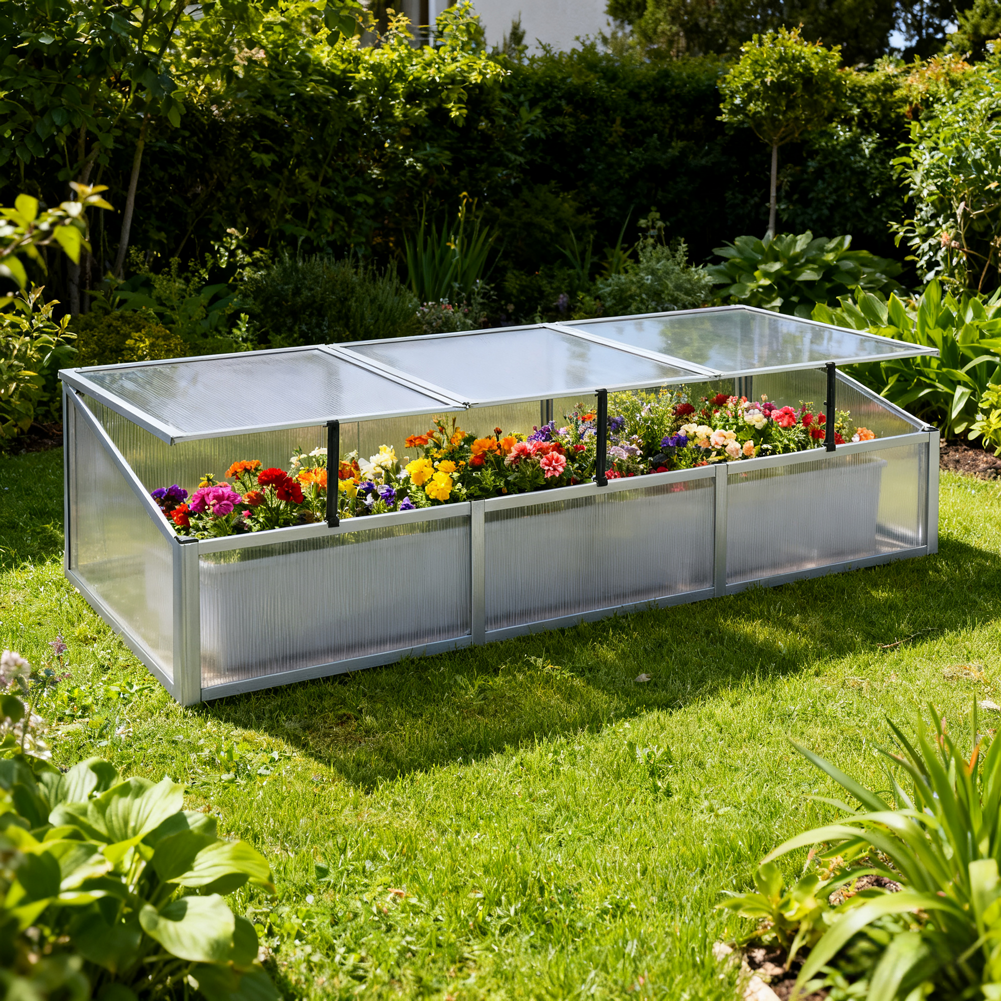 Frühbeet 'Marie' transparent/aluminiumfarben/weiß 160 x 40 x 70 cm