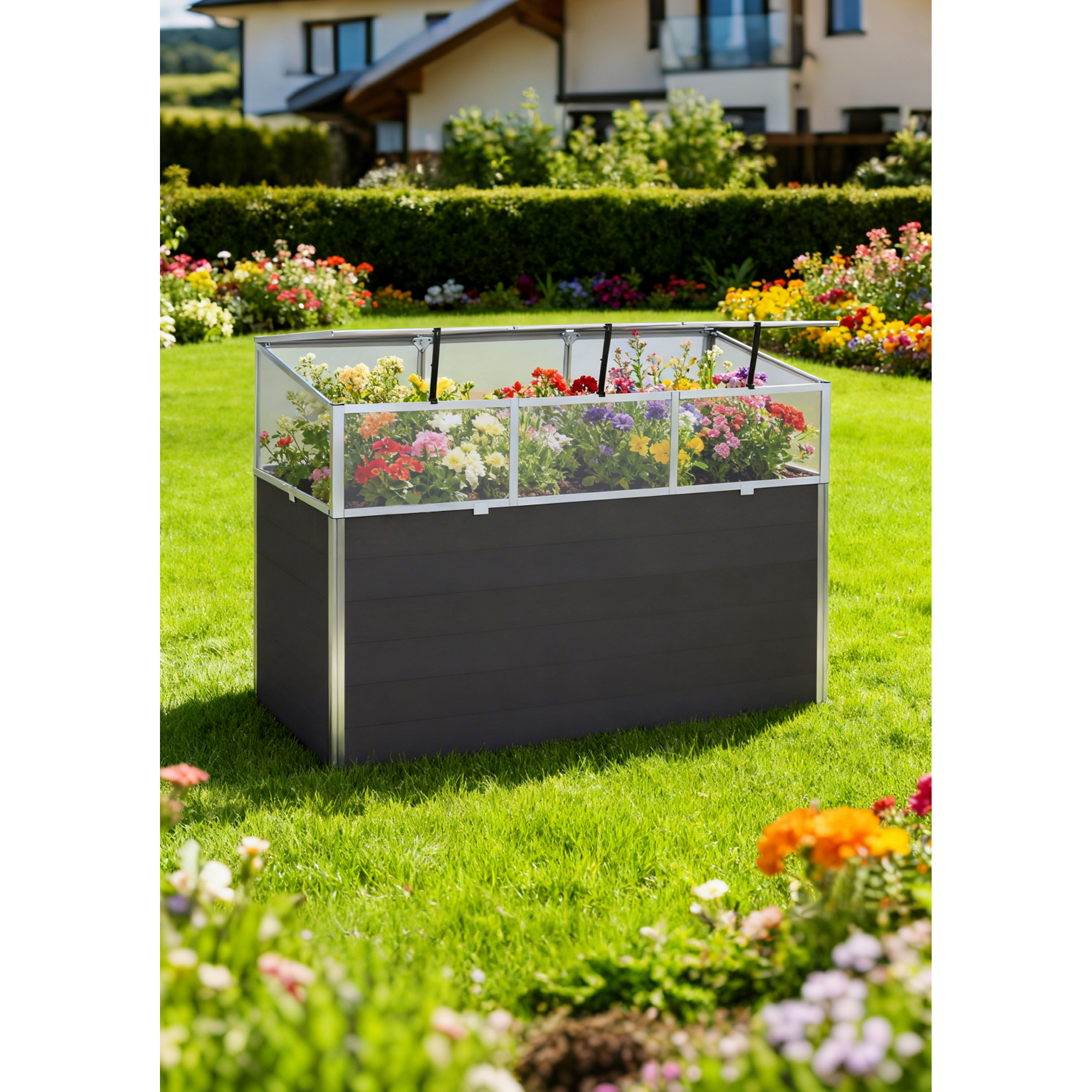Frühbeet 'Marie' transparent/aluminiumfarben/weiß 160 x 40 x 70 cm