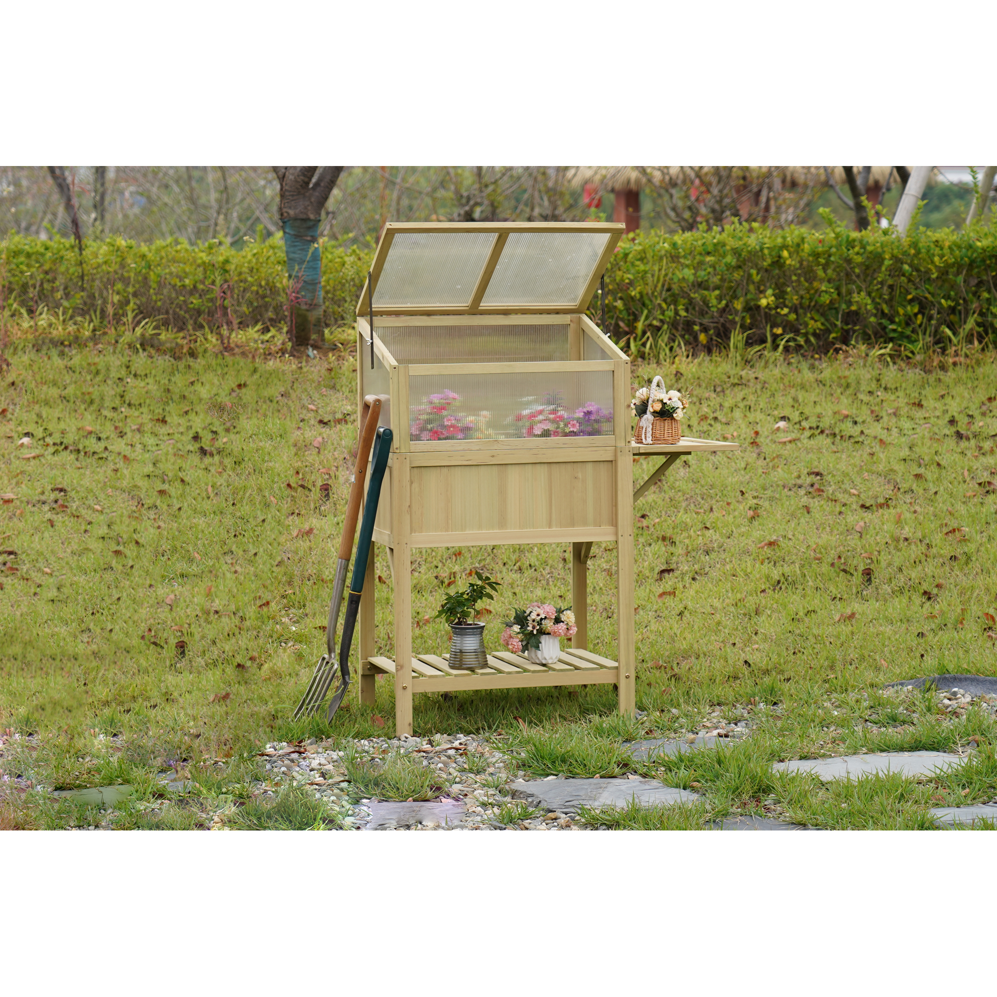 Hochbeet mit Anzuchtkasten Kiefernholz 102 x 120 x 50 cm