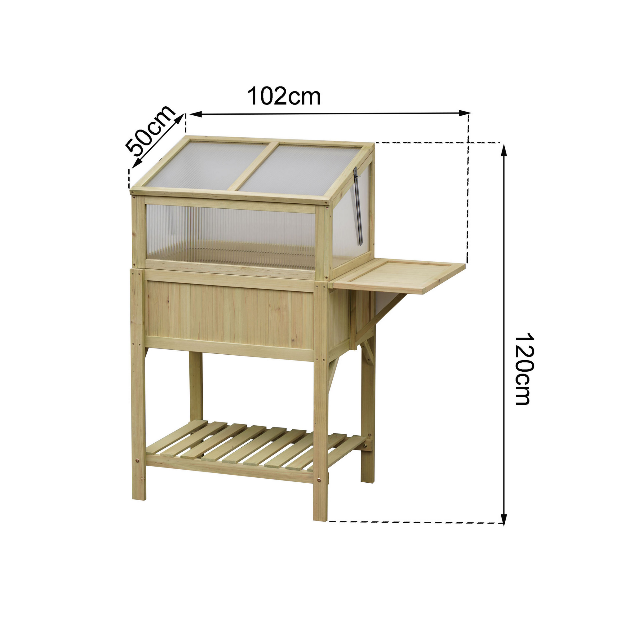 Hochbeet mit Anzuchtkasten Kiefernholz 102 x 120 x 50 cm