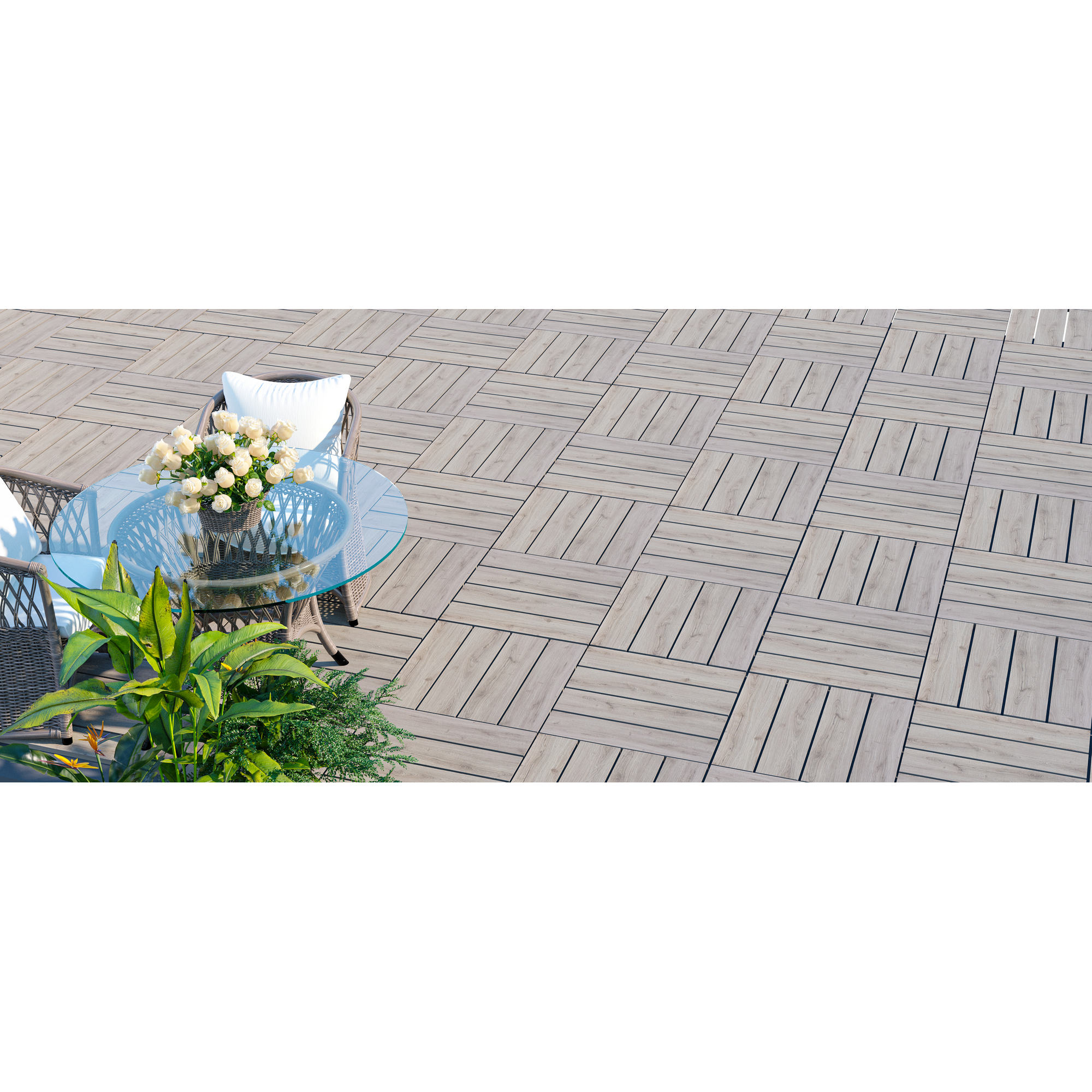 Klickfliese WPC naturfarben/sandfarben 30 x 30 x 2 cm 4 Stück