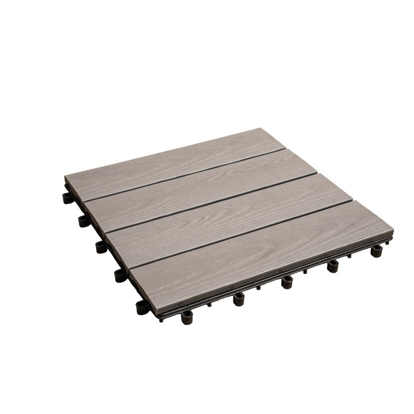 Klickfliese WPC naturfarben/sandfarben 30 x 30 x 2 cm 4 Stück
