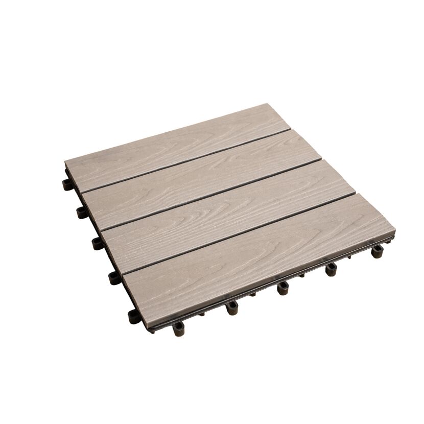 Klickfliese WPC naturfarben/sandfarben 30 x 30 x 2 cm 4 Stück