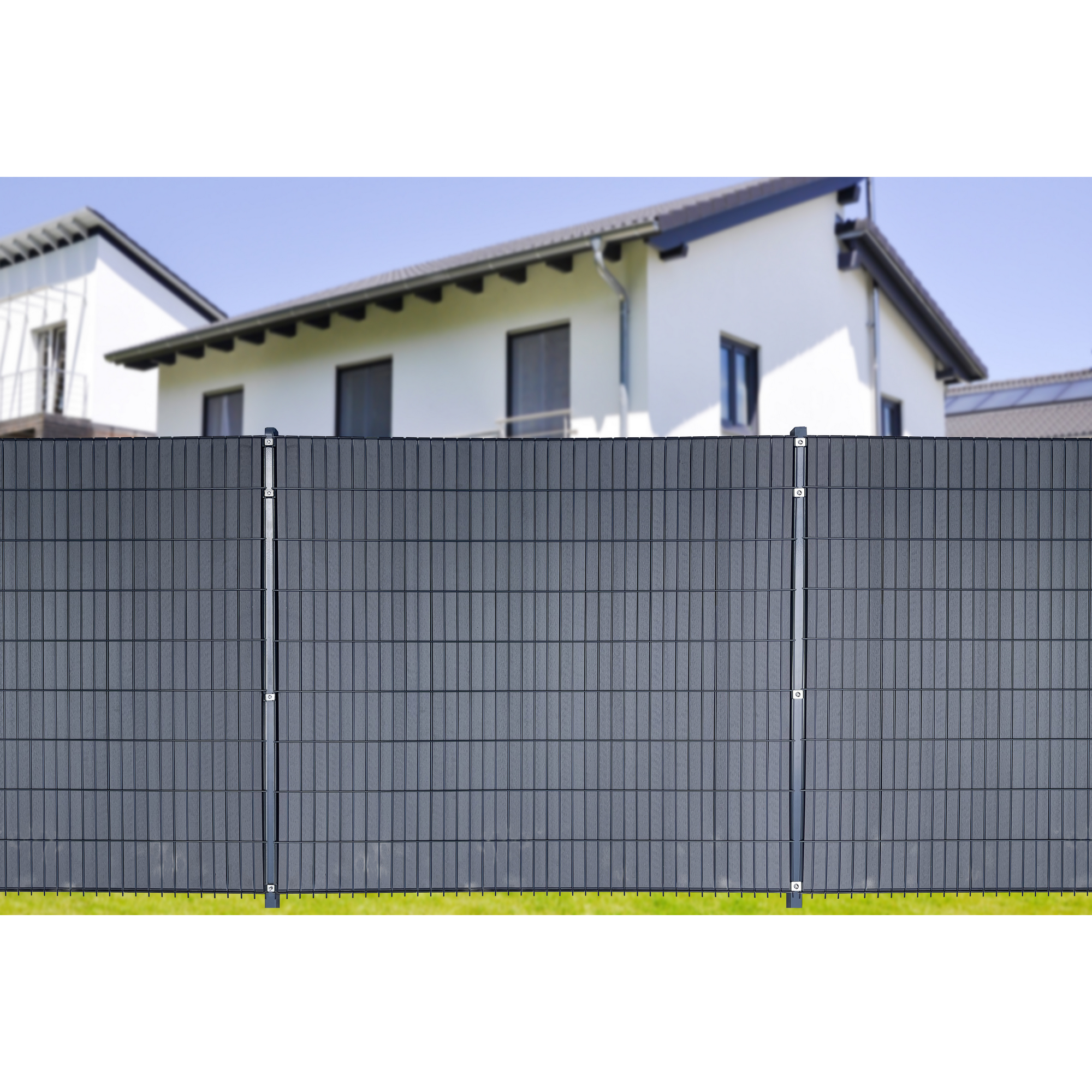 Sichtschutzpaneele für Doppelstabmatten WPC anthrazit 183 x 200 cm