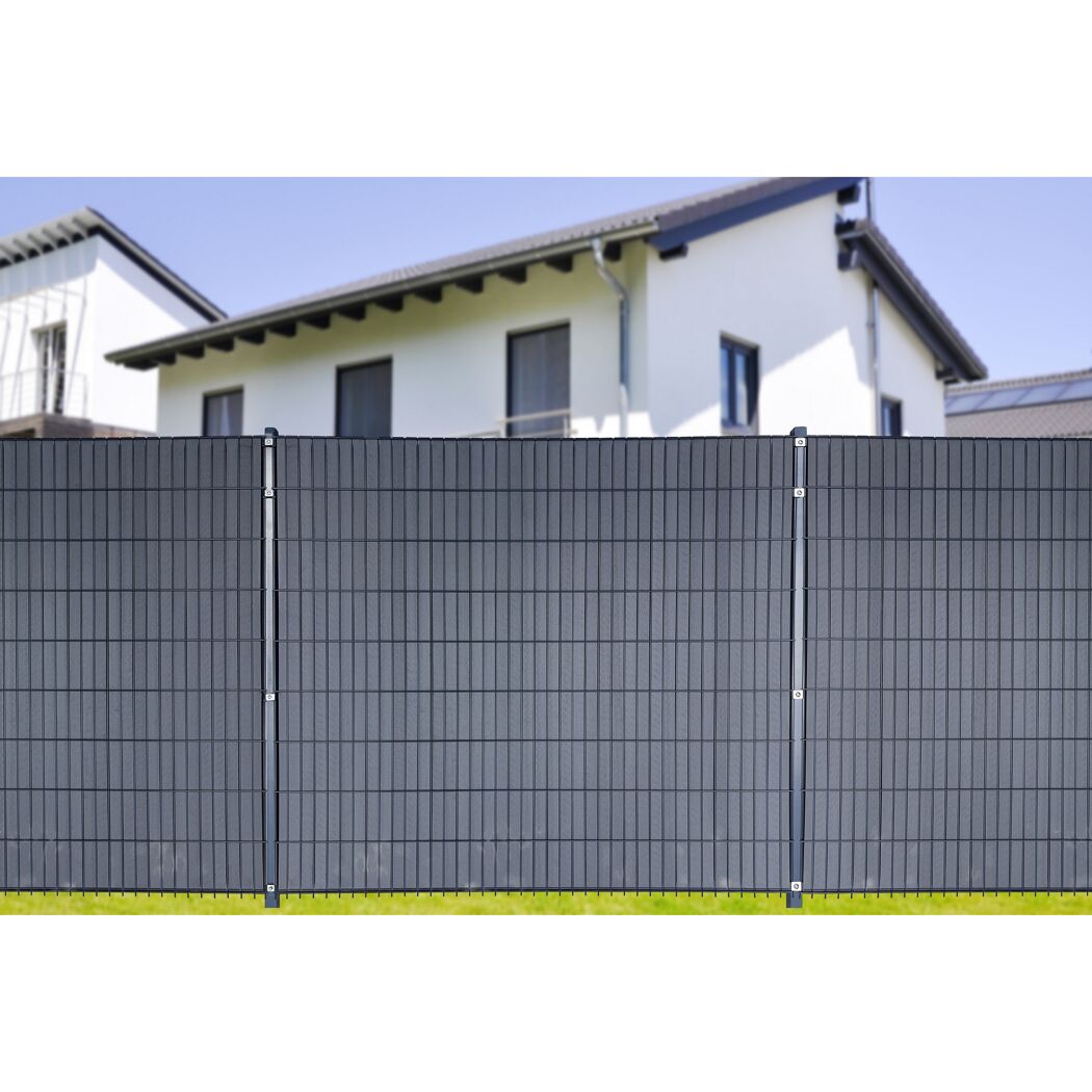 Sichtschutzpaneele für 6-5-6er Doppelstabmatten WPC anthrazit 183 x 200 cm