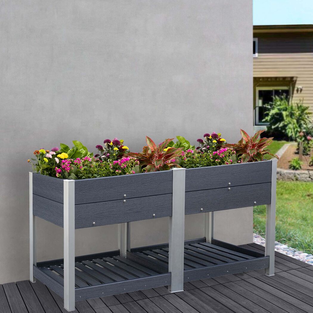 Balkon-Hochbeet 'Lara' anthrazit 182 x 80 x 50 cm