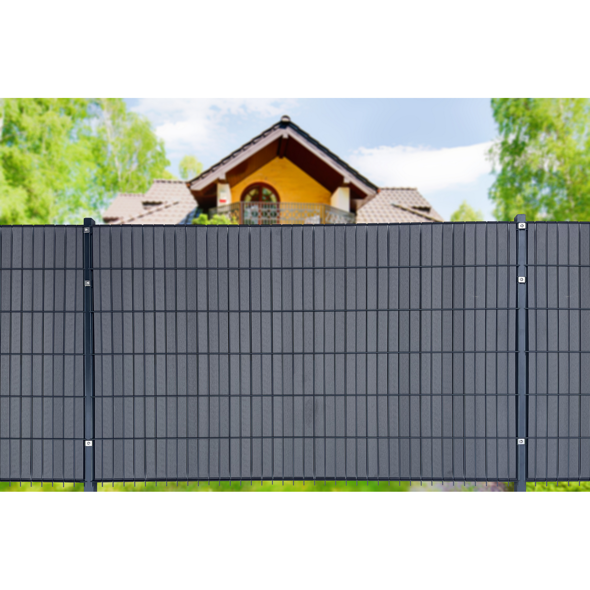 Sichtschutzpaneele für Doppelstabmatten WPC anthrazit 123 x 200 cm