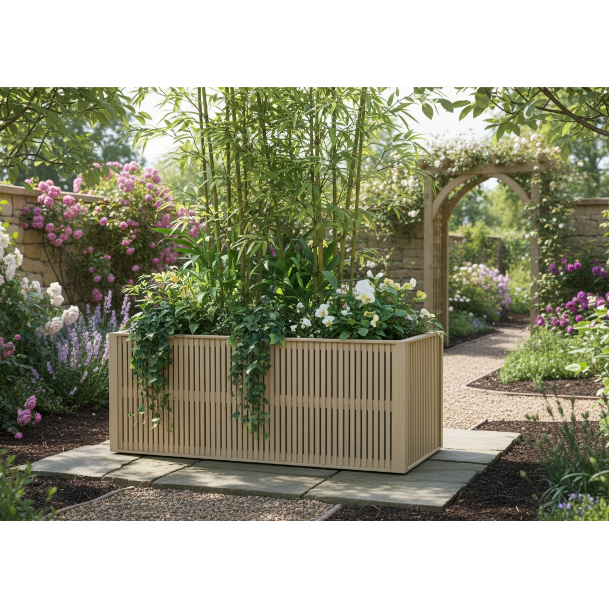 Hochbeet 'Selina' Akazienholz naturfarben 160 x 100 x 60cm
