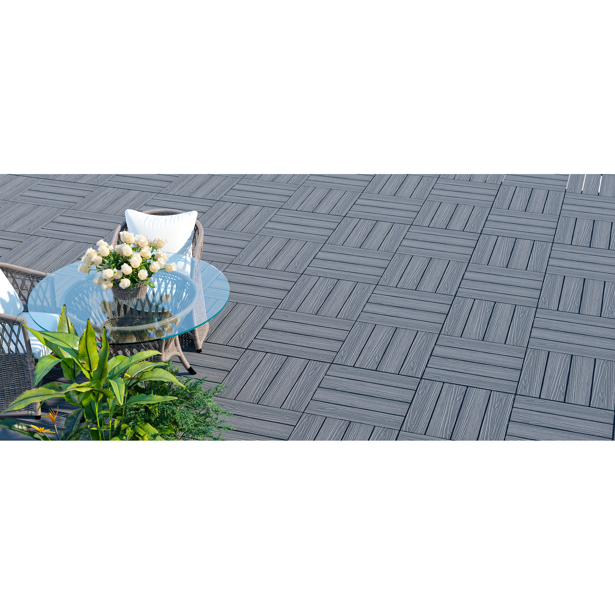 Klickfliese WPC anthrazit 30 x 30 x 2 cm 4 Stück