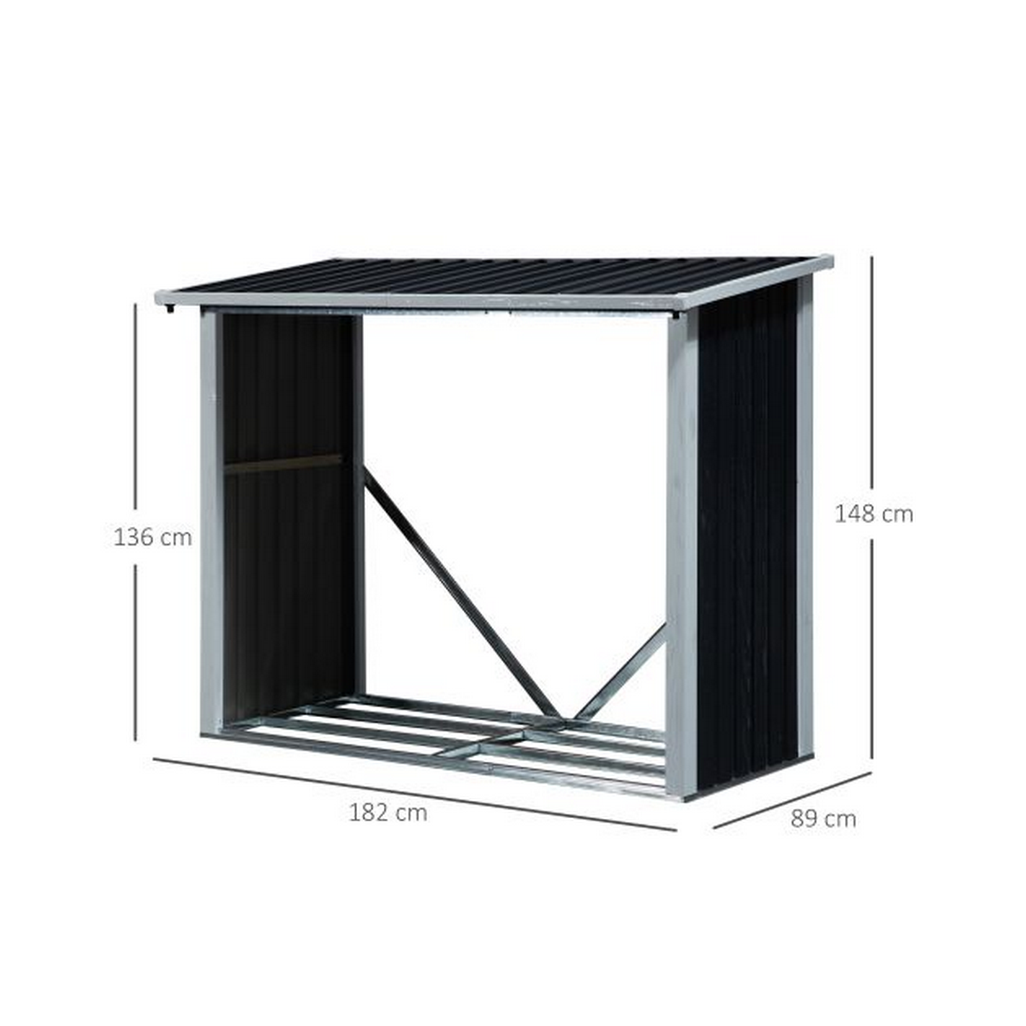 Kaminholzregal 'Rudi' anthrazit 182 x 148 x 89 cm