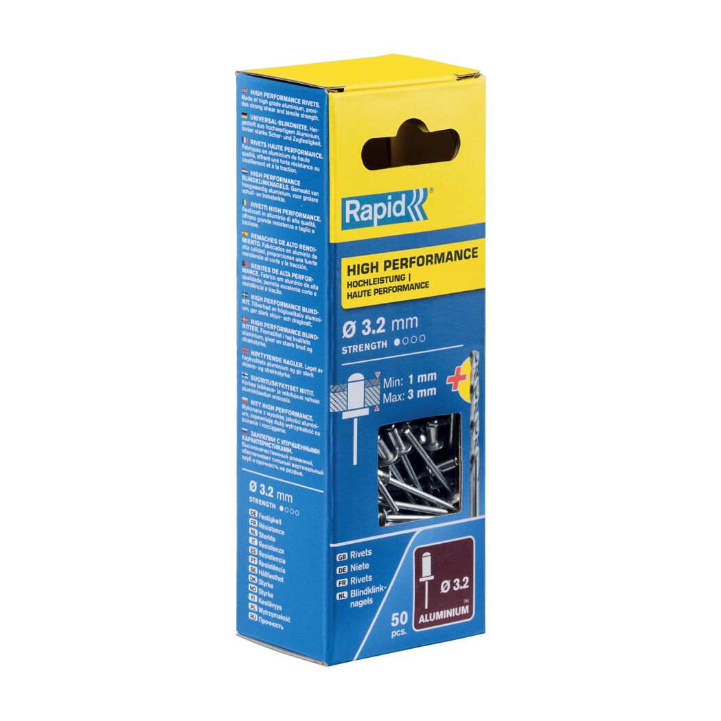 Blindniete Aluminium Ø 3,2 x 6 mm 50 Stück inkl. Bohrer