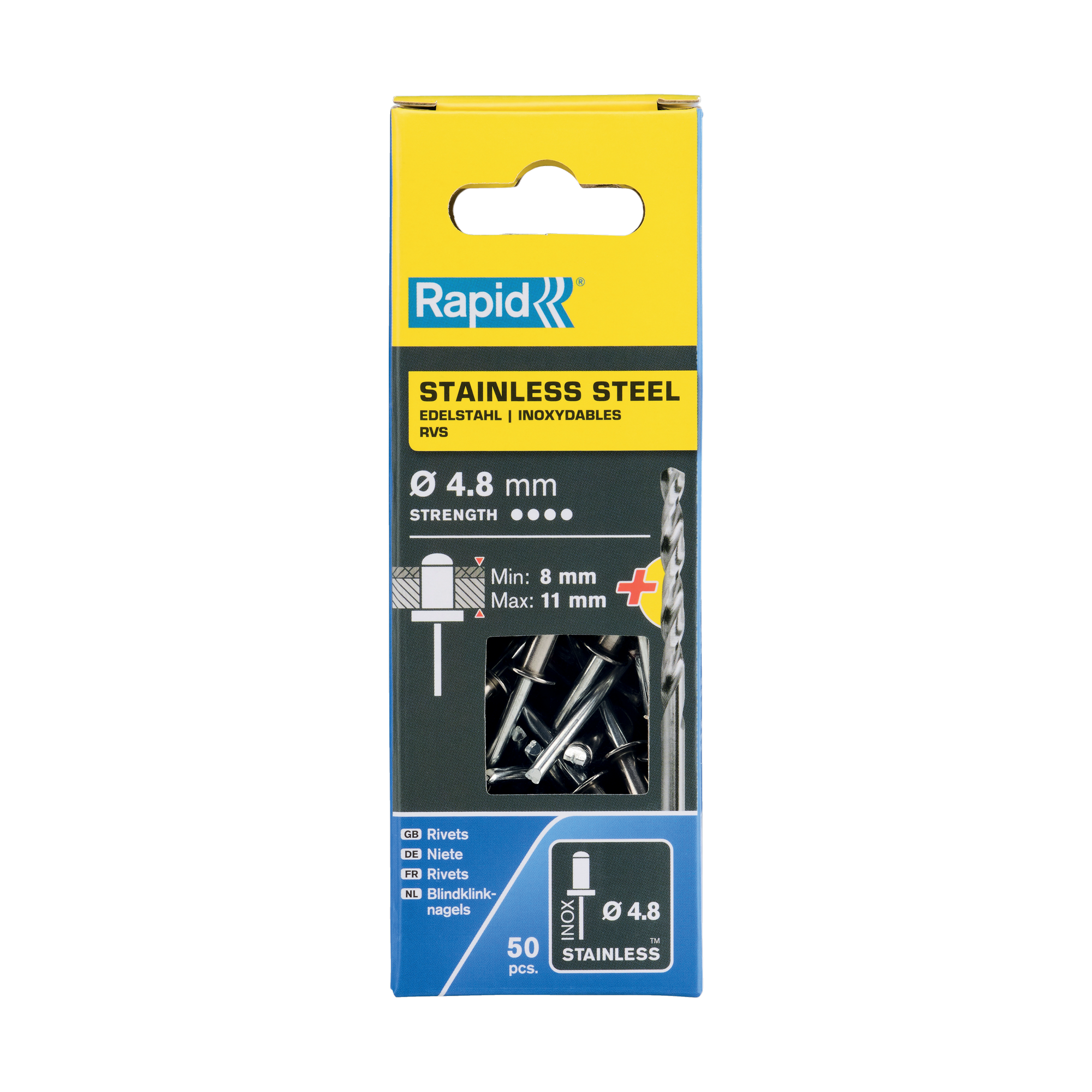 Blindniete Edelstahl Ø 4,8 x 14 mm 50 Stück inkl. Bohrer