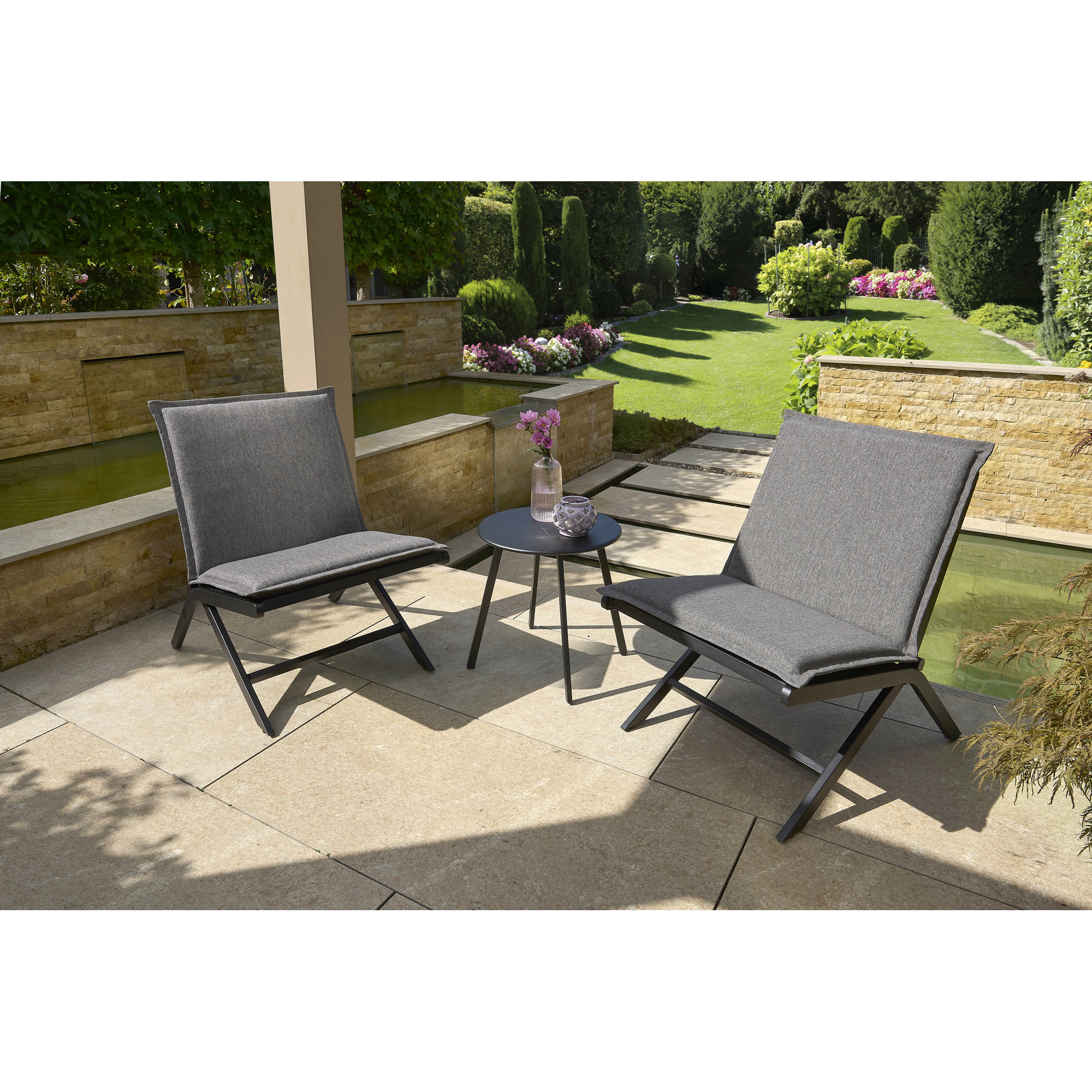 Balkonmöbel-Set 'Paulina' schwarz 3-teilig