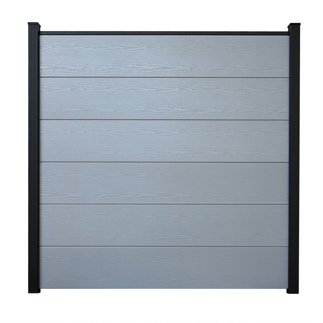 Steckzaun 'BasicLine' Holzoptik silbergrau 180 x 180 cm