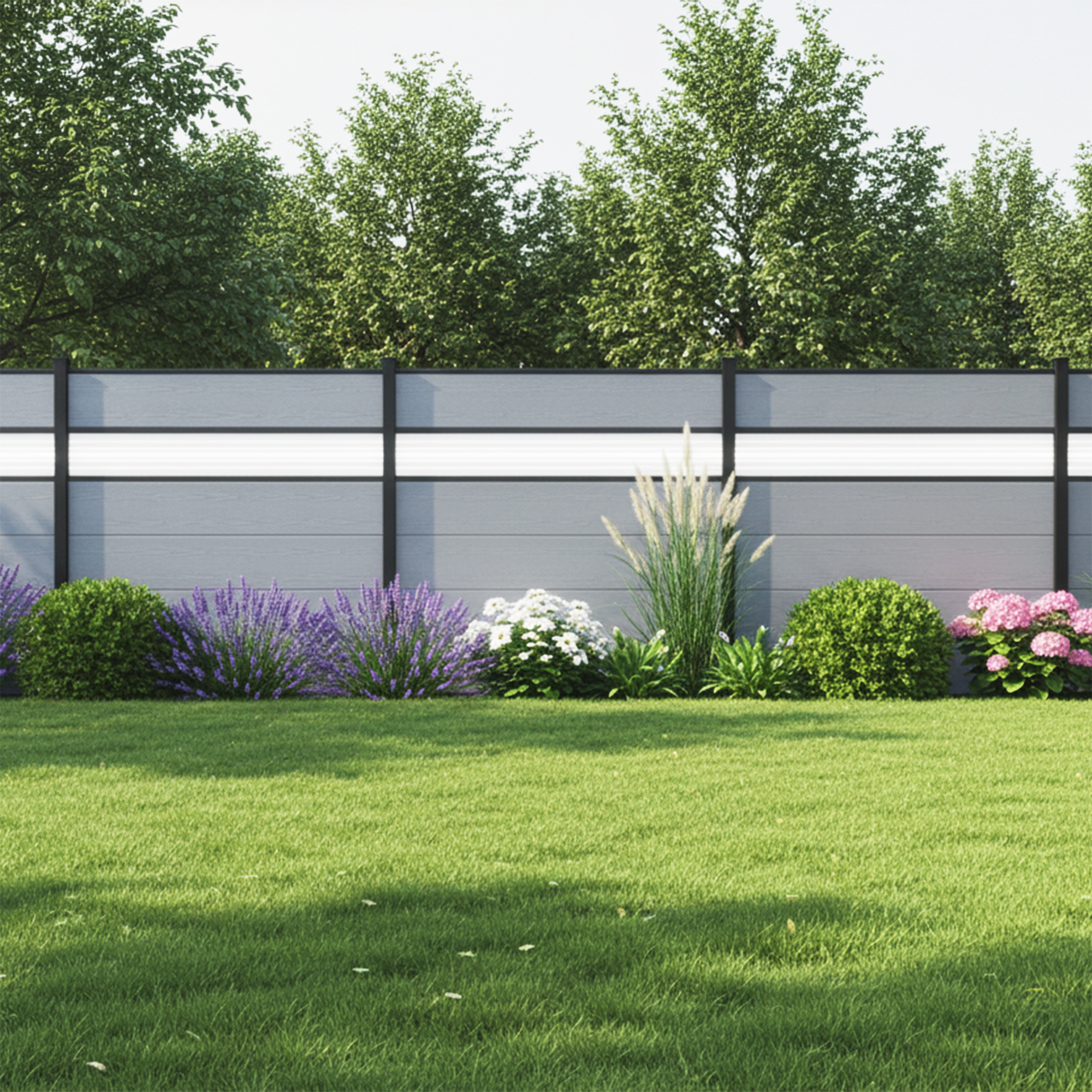Steckzaun 'BasicLine' silbergrau 180 x 180 cm