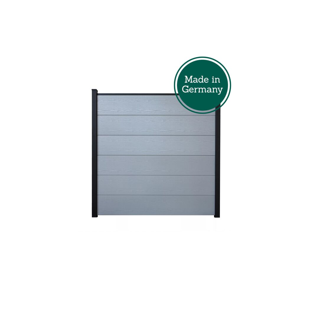 Steckzaun 'BasicLine' Holzoptik silbergrau 180 x 180 cm