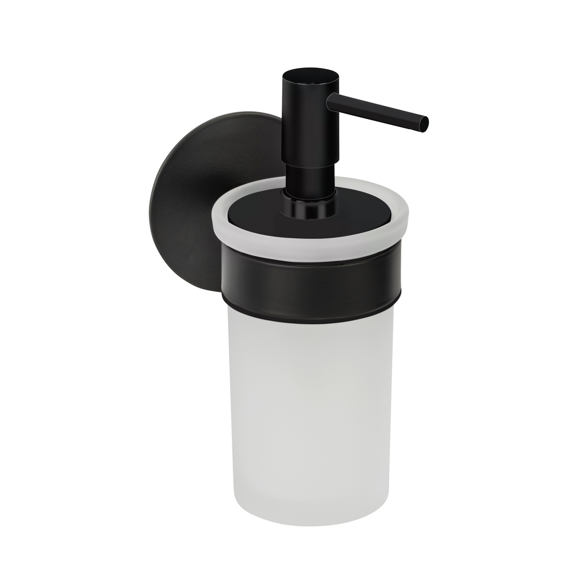 Seifenspender 'Meleto' Edelstahl schwarz Glas satiniert 150 ml, Klebemontage
