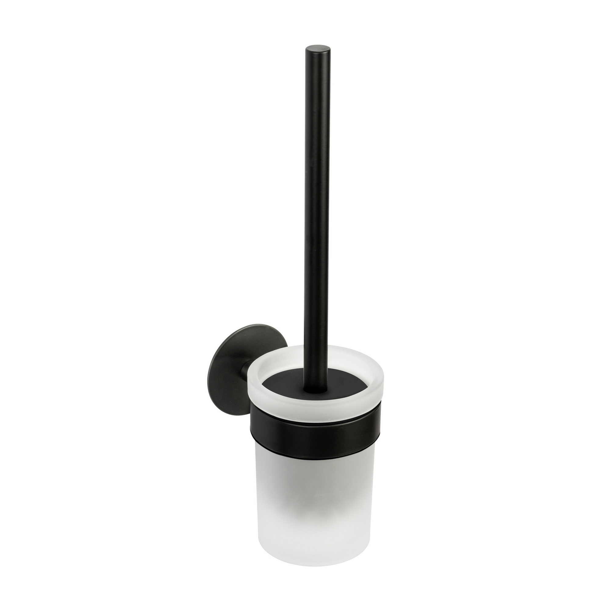 WC-Bürstengarnitur 'Meleto' Edelstahl schwarz Glas satiniert Ø 9,5 x 36 cm, Klebemontage