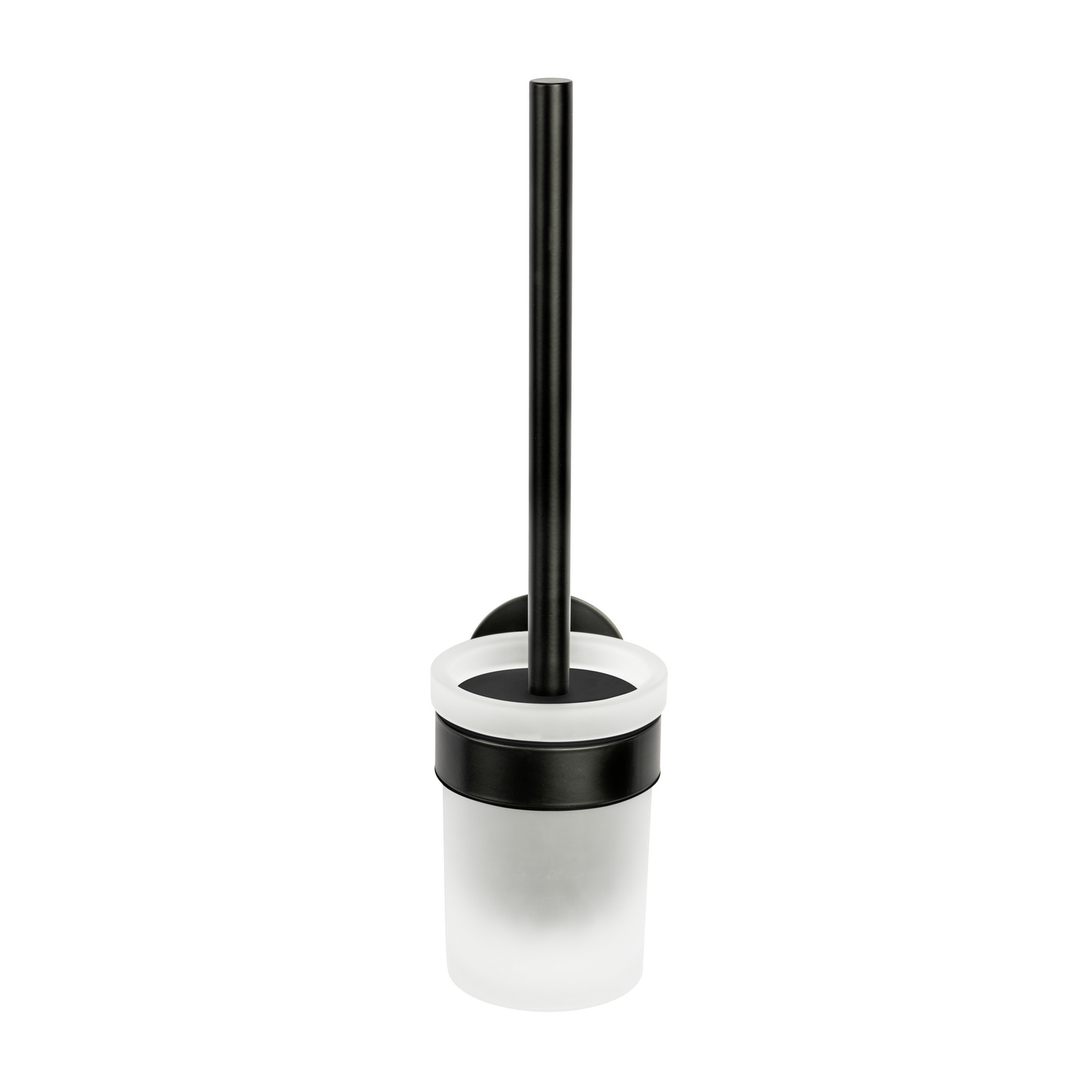WC-Bürstengarnitur 'Meleto' Edelstahl schwarz Glas satiniert Ø 9,5 x 36 cm, Klebemontage