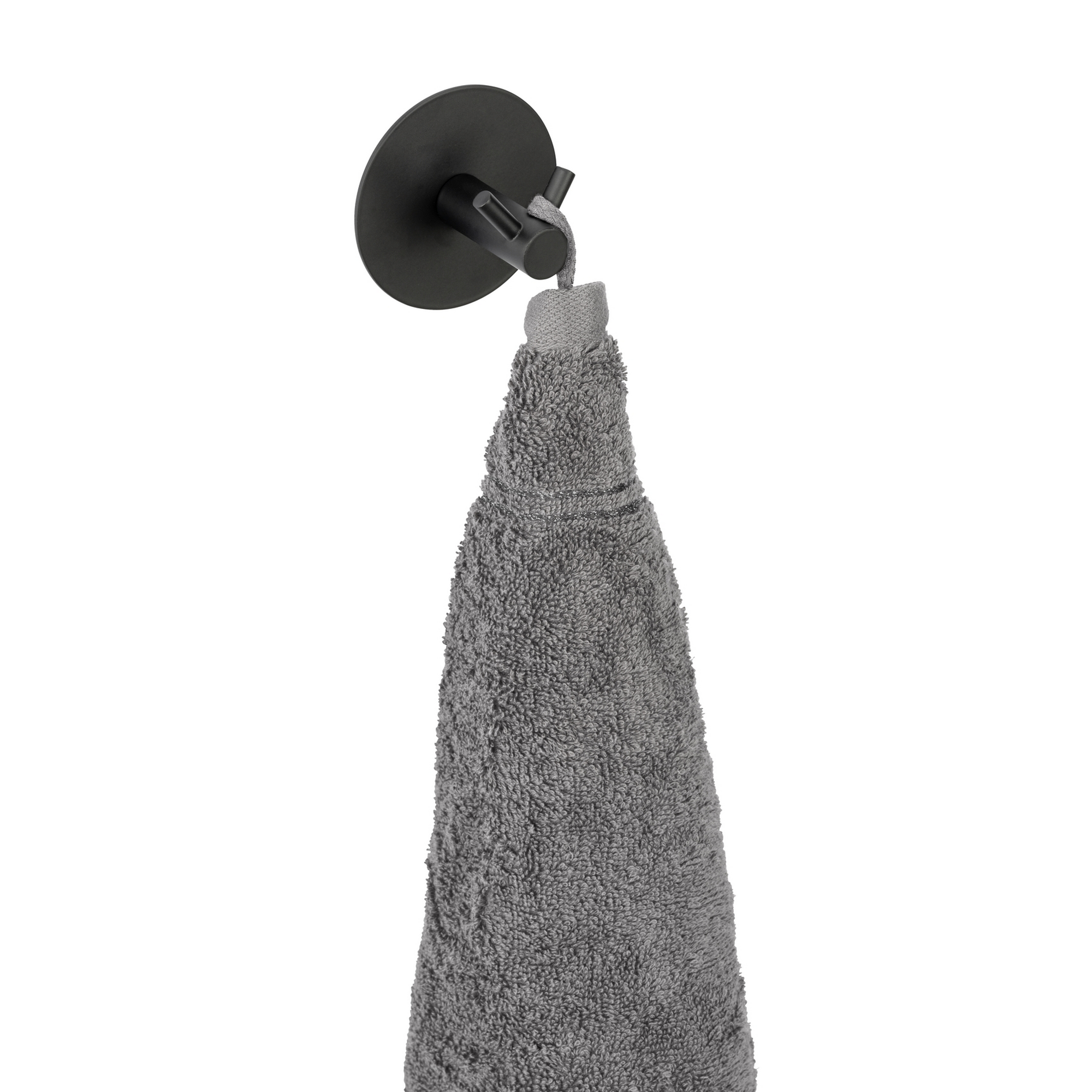 Doppel-Wandhaken 'Meleto' Edelstahl schwarz matt Ø 7 x 5 cm, Klebemontage