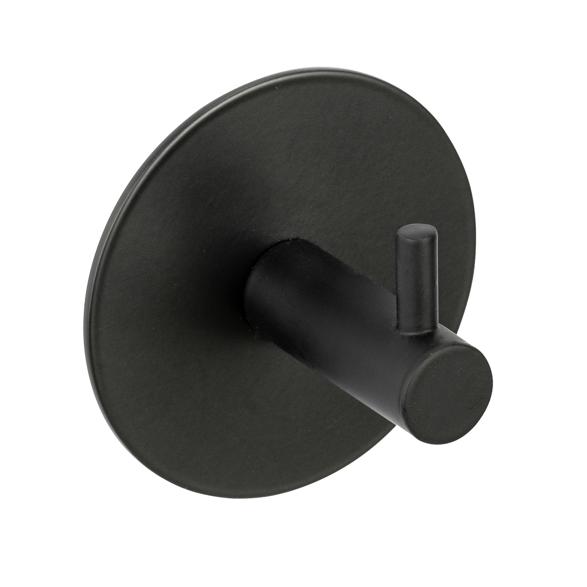 Wandhaken 'Meleto' Edelstahl schwarz matt Ø 7 x 5 cm, Klebemontage