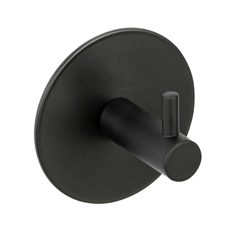 Wandhaken 'Meleto' Edelstahl schwarz matt Ø 7 x 5 cm, Klebemontage