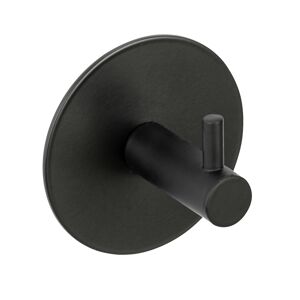 Wandhaken 'Meleto' Edelstahl schwarz matt Ø 7 x 5 cm, Klebemontage