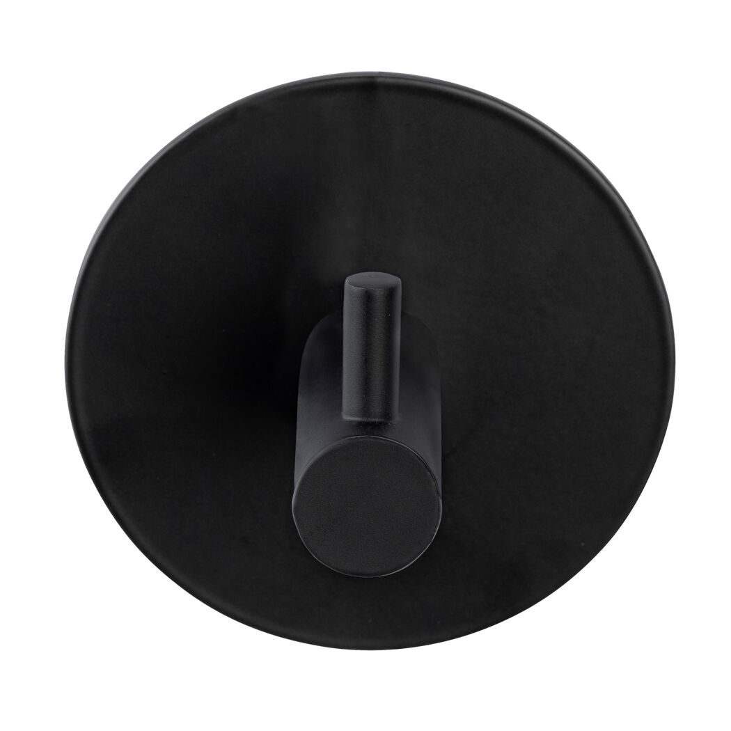 Wandhaken 'Meleto' Edelstahl schwarz matt Ø 7 x 5 cm, Klebemontage