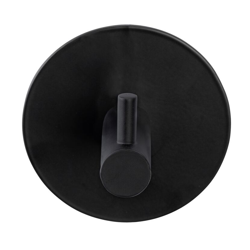 Wandhaken 'Meleto' Edelstahl schwarz matt Ø 7 x 5 cm, Klebemontage