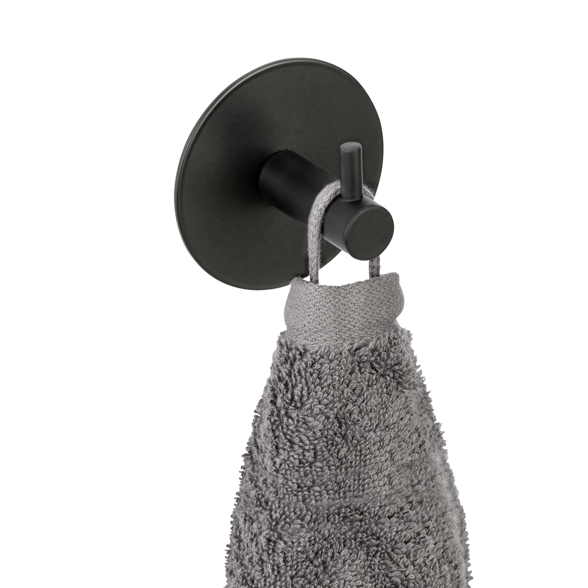 Wandhaken 'Meleto' Edelstahl schwarz matt Ø 7 x 5 cm, Klebemontage