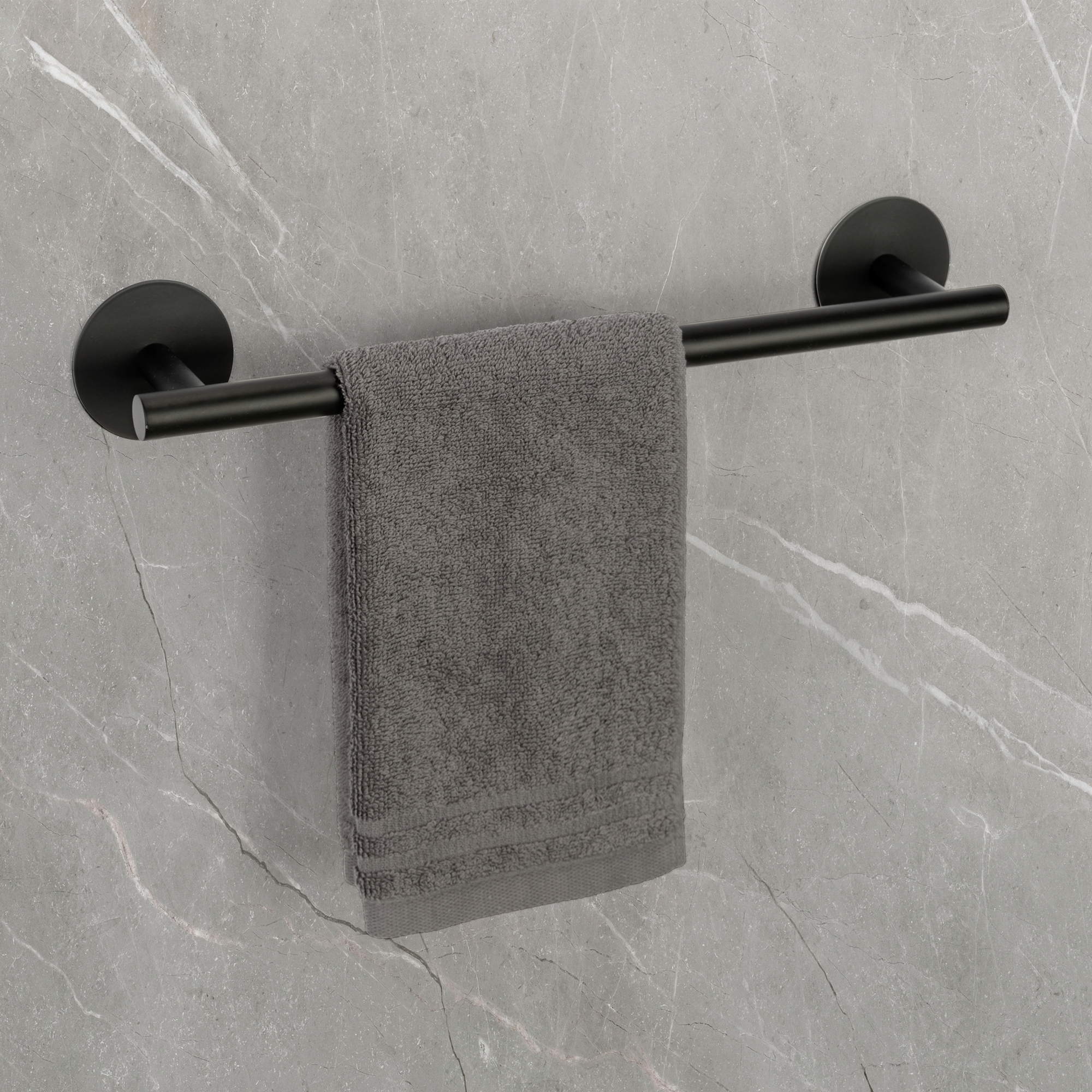 Badetuchstange 'Meleto' Edelstahl schwarz matt 40 cm, Klebemontage