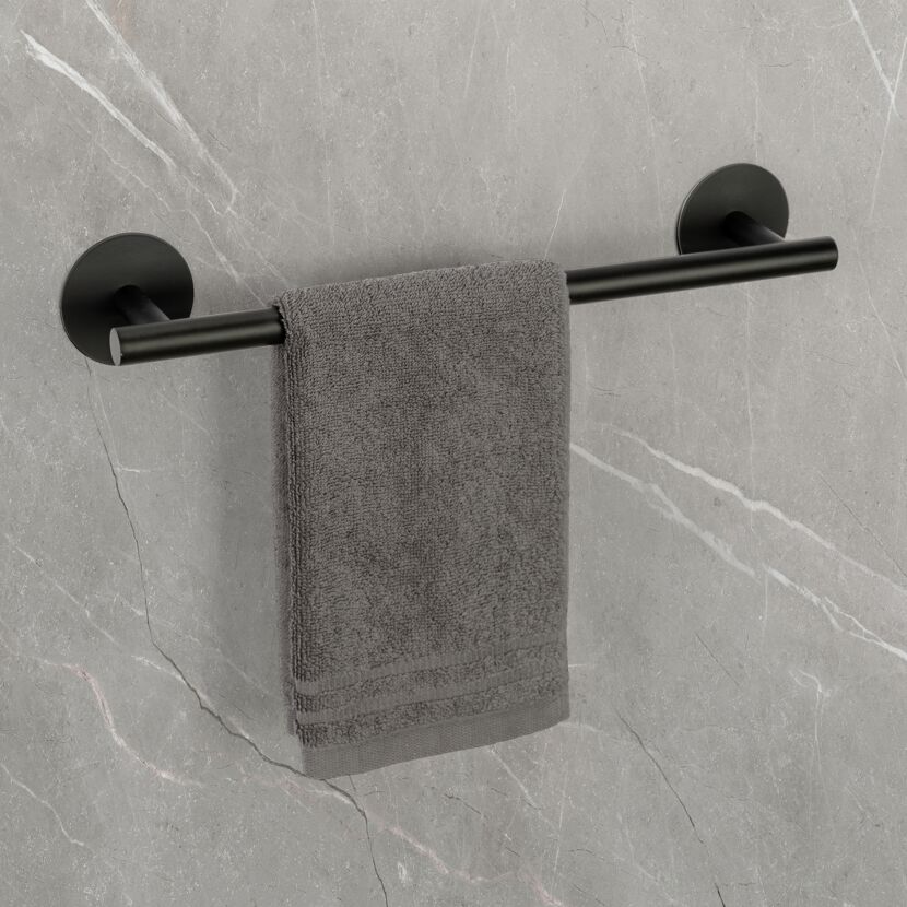 Badetuchstange 'Meleto' Edelstahl schwarz matt 40 cm, Klebemontage
