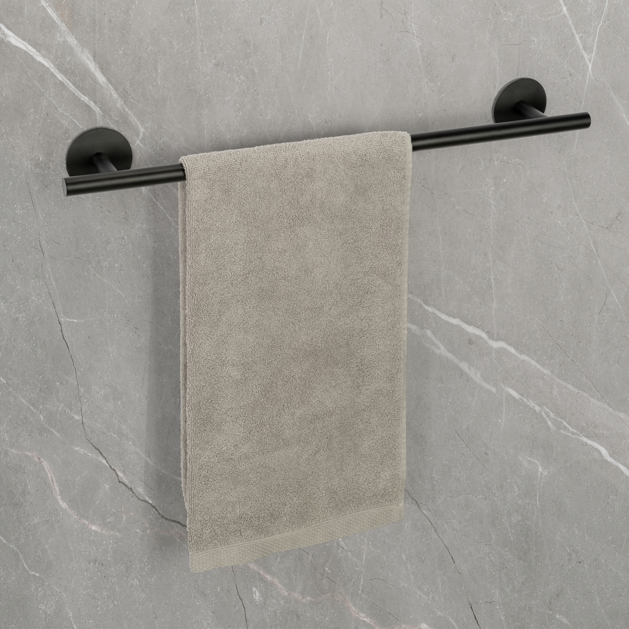 Badetuchstange 'Meleto' Edelstahl schwarz matt 60 cm, Klebemontage