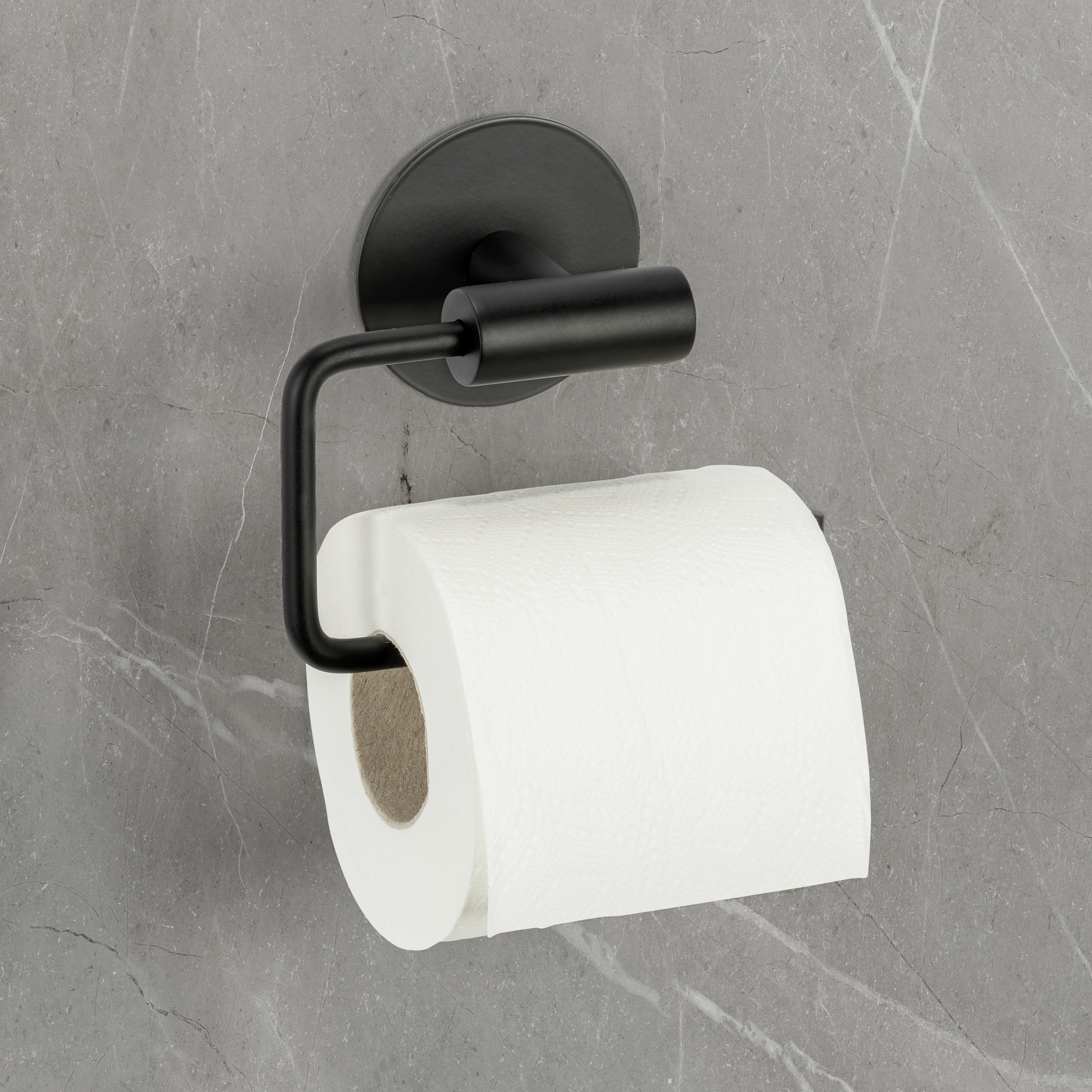 Toilettenpapierhalter 'Meleto' Edelstahl schwarz matt 13,5 x 5,5 x 11 cm, Klebemontage