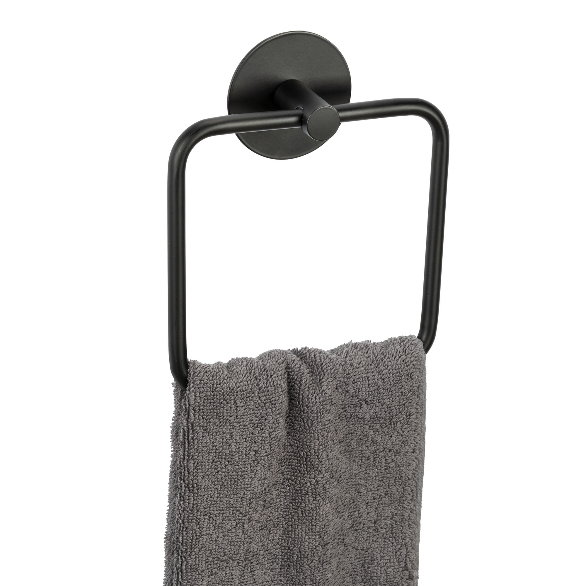 Handtuchring 'Meleto' Edelstahl schwarz matt 15,5 x 18,5 x 4,5 cm, Klebemontage
