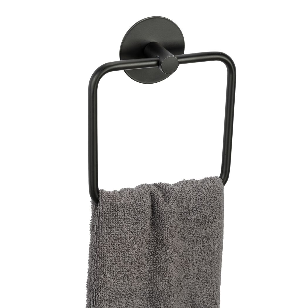 Handtuchring 'Meleto' Edelstahl schwarz matt 15,5 x 18,5 x 4,5 cm, Klebemontage