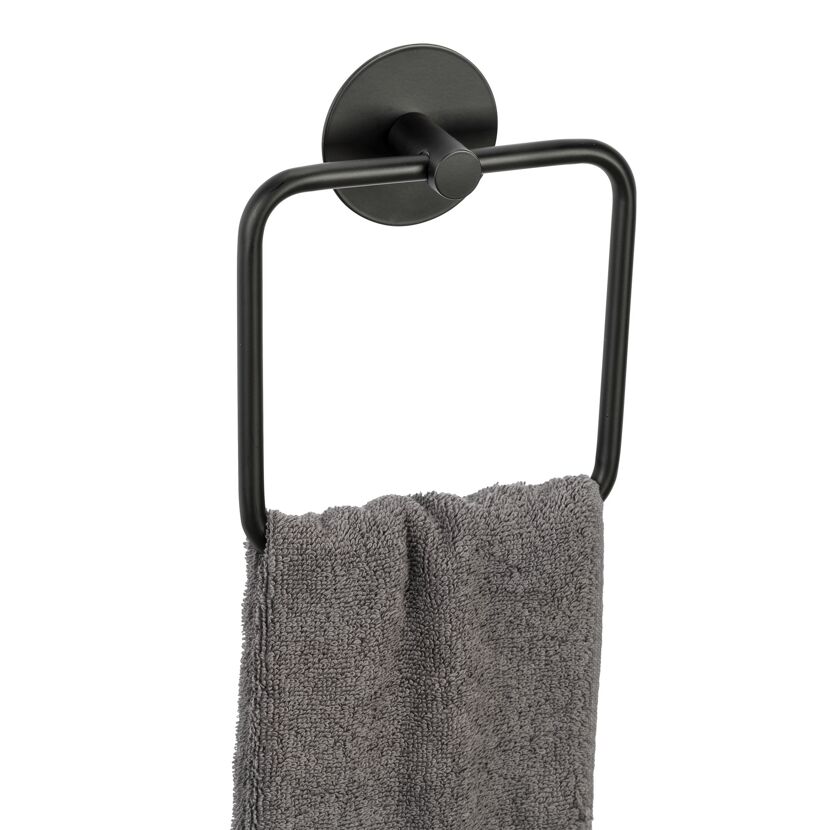Handtuchring 'Meleto' Edelstahl schwarz matt 15,5 x 18,5 x 4,5 cm, Klebemontage
