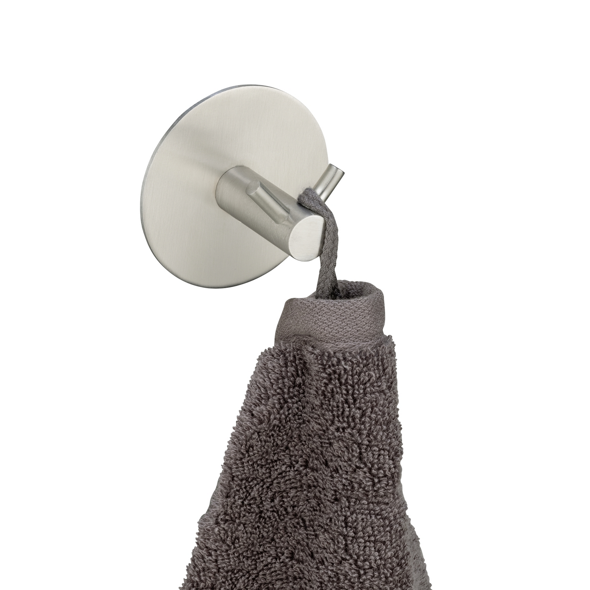 Doppel-Wandhaken 'Meleto' Edelstahl matt Ø 7 x 5 cm, Klebemontage