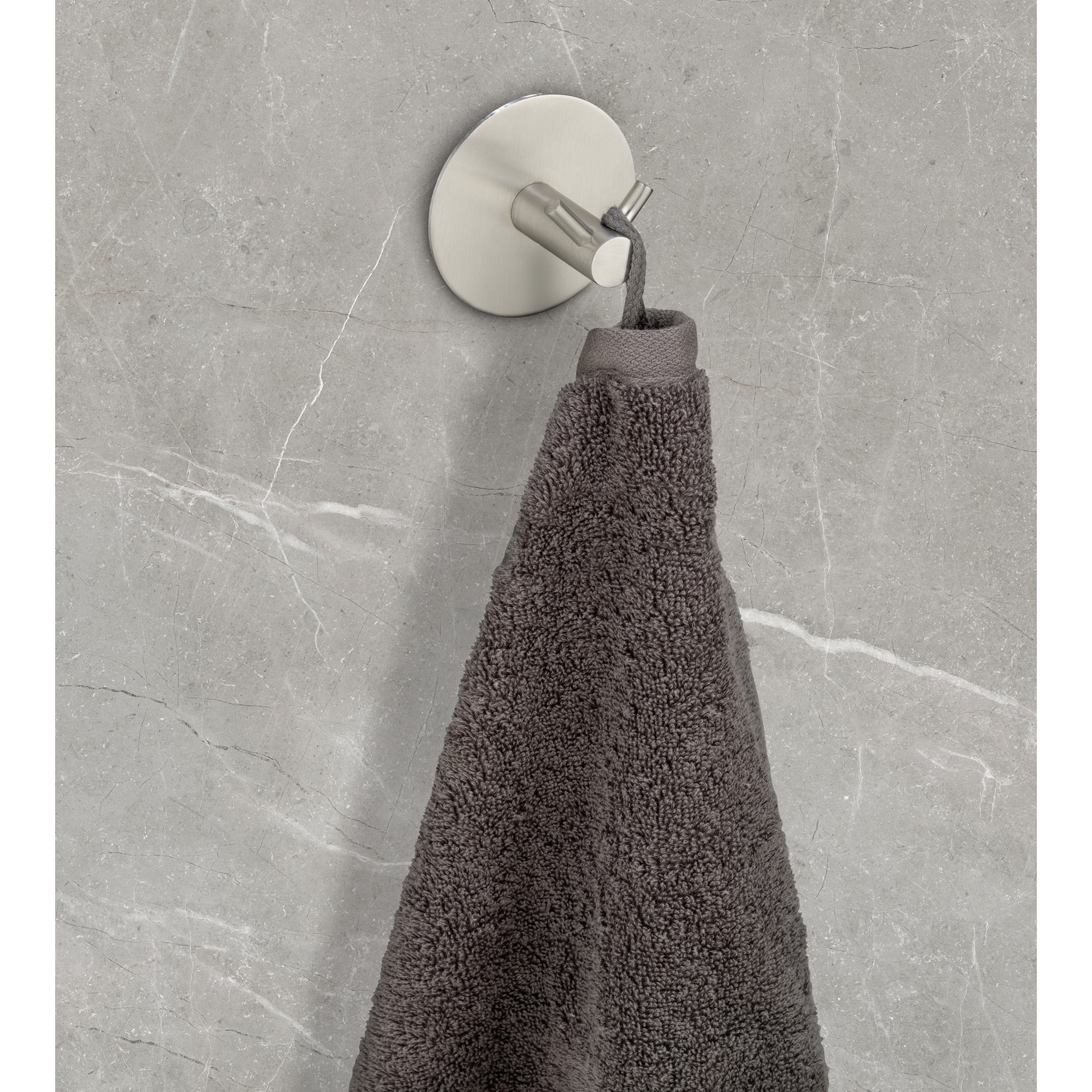 Doppel-Wandhaken 'Meleto' Edelstahl matt Ø 7 x 5 cm, Klebemontage