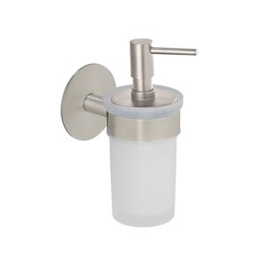Seifenspender 'Meleto' Edelstahl matt Glas satiniert 150 ml, Klebemontage