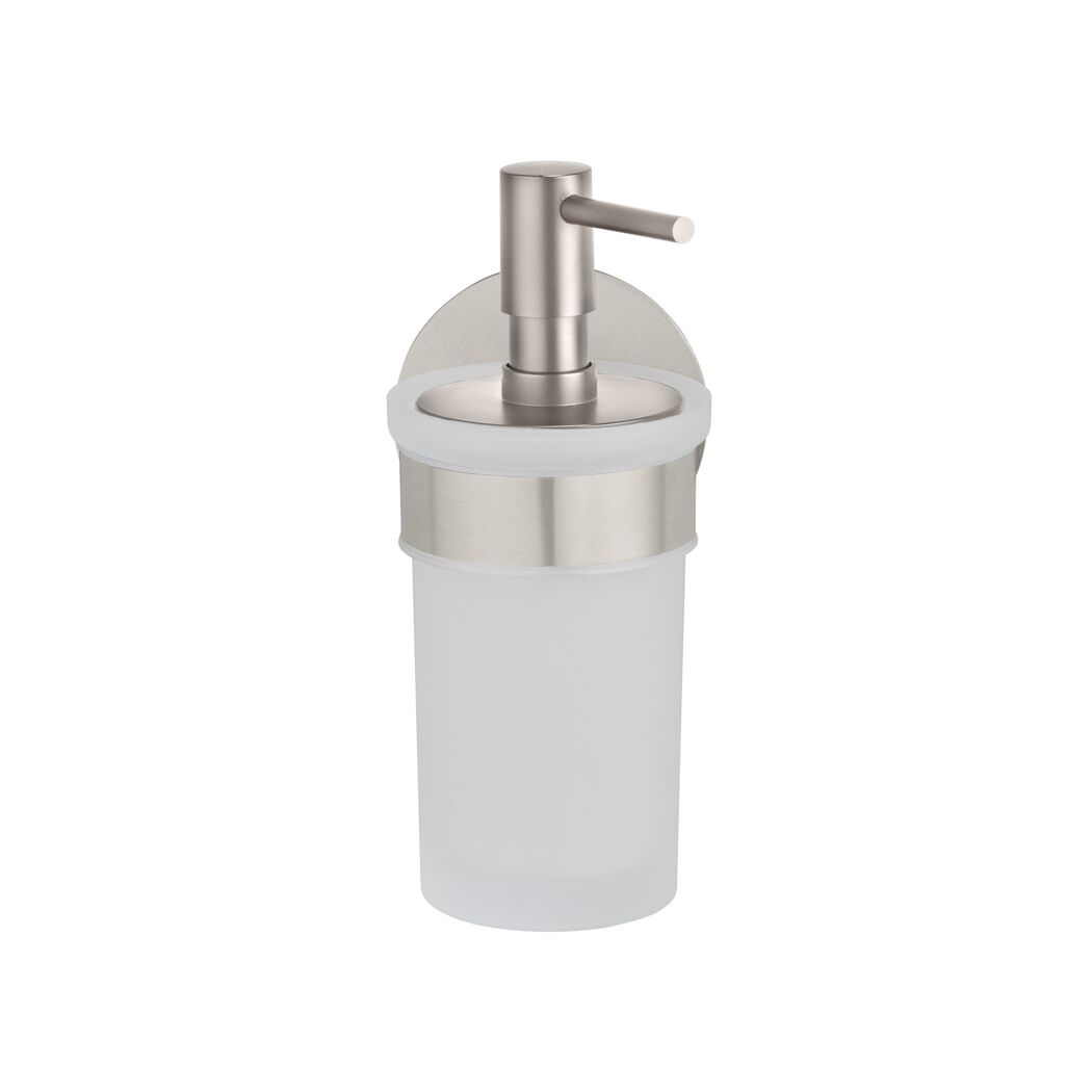 Seifenspender 'Meleto' Edelstahl matt Glas satiniert 150 ml, Klebemontage