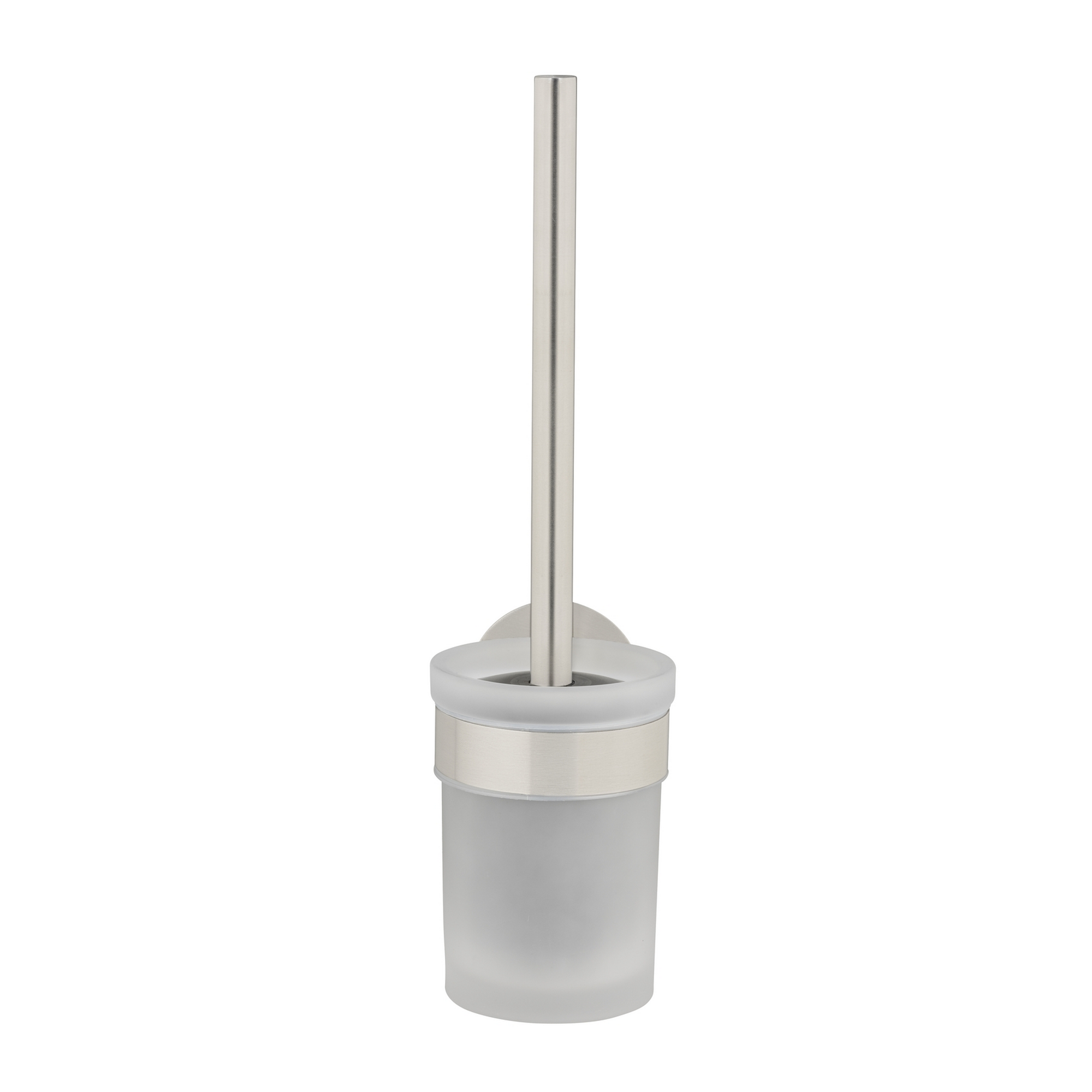 WC-Bürstengarnitur 'Meleto' Edelstahl matt Glas satiniert Ø 9,5 x 36 cm, Klebemontage
