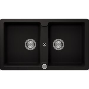 Einbauspüle 'Sofia' Quarzkomposit schwarz 860 x 500 mm