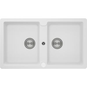 Einbauspüle 'Sofia' Quarzkomposit weiß 860 x 500 mm