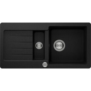 Einbauspüle 'Fleur' Quarzkomposit schwarz 860 x 435 mm